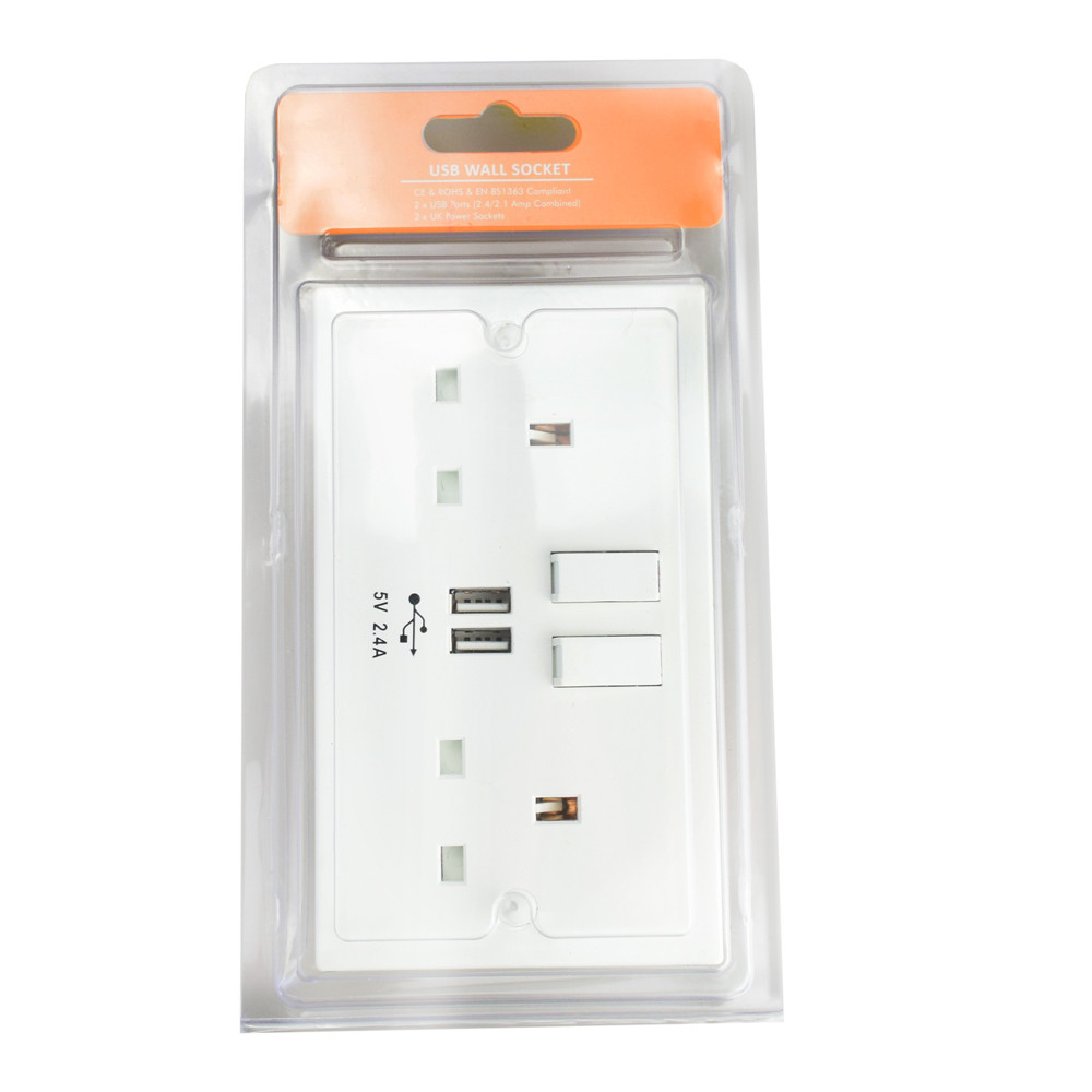 Double USB Wall Socket UK Plug - Image 3