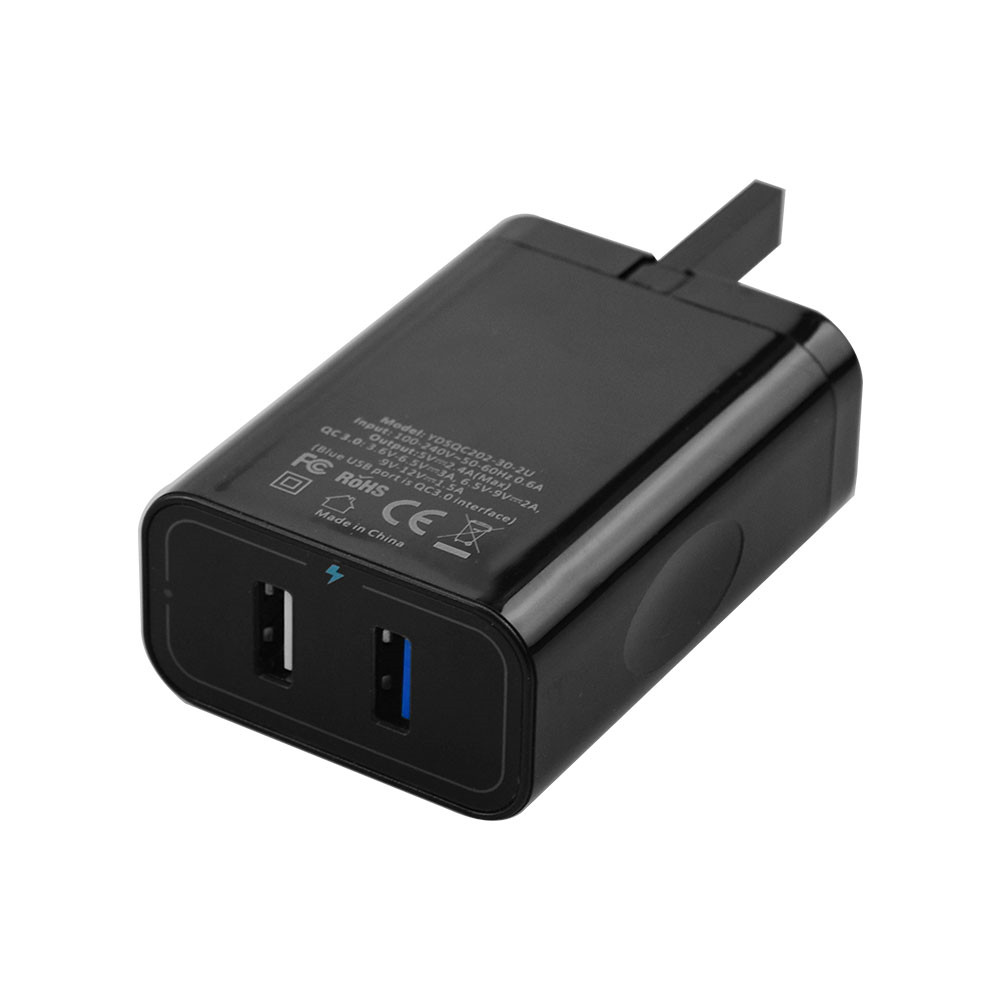 UK QC3.0 Double USB Wall Charger Fast Charger - Image 2