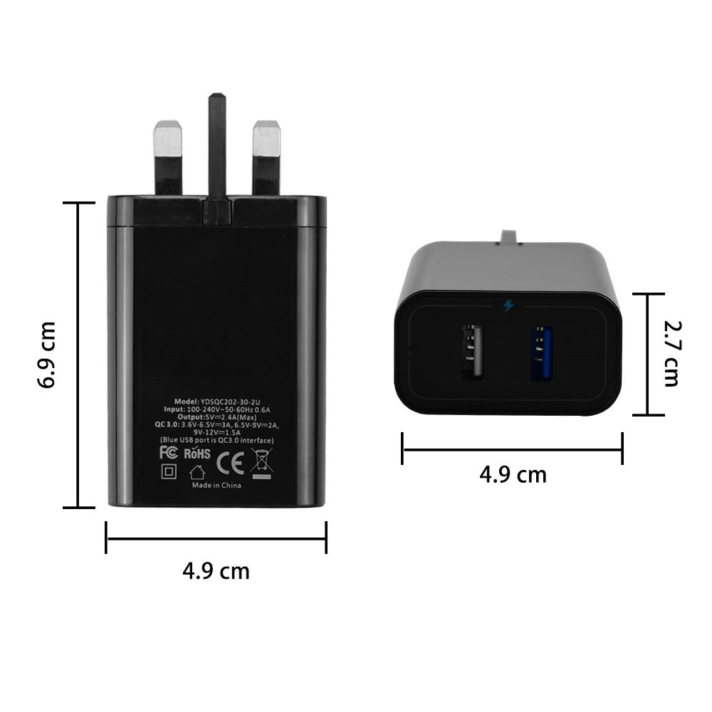UK QC3.0 Double USB Wall Charger Fast Charger - Image 7